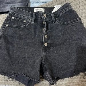 Abercrombie and fitch curve love 4 inch black denim shorts